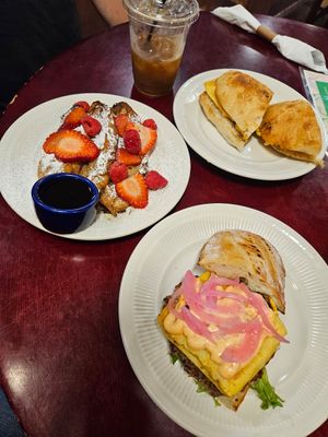 French toast, breakfast burger and pickled egg sandwich at The Farm Concessions and Café in Keene