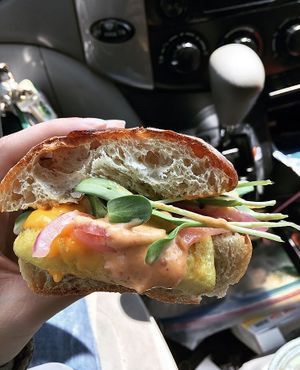 Just Egg sandwich! Out of this world!  at The Farm Concessions and Café in Keene