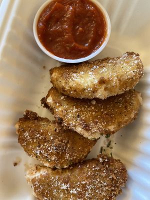 Mozzarella wedges with marinara  at The Wayward Vegan in Seattle