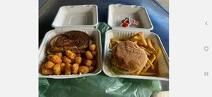 Tempeh ruben with tots at The Wayward Vegan in Seattle
