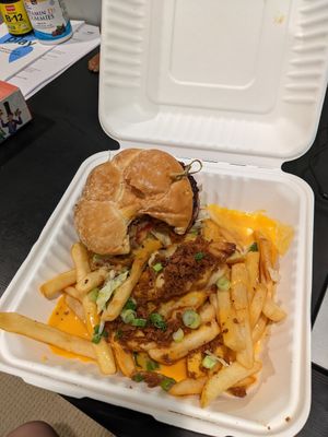 The bacon cheesy fries are perfection! at The Wayward Vegan in Seattle