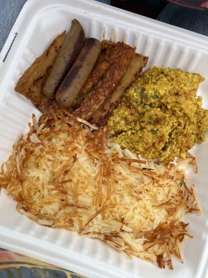 Do not sleep on this bomb ass breakfast- tofu scrambled eggs usually sucks but they make it sooo good  at The Wayward Vegan in Seattle