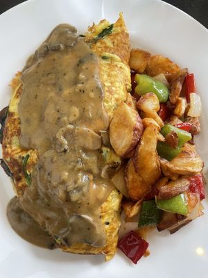 Mushroom omelette (April monthly special)  at The Wayward Vegan in Seattle