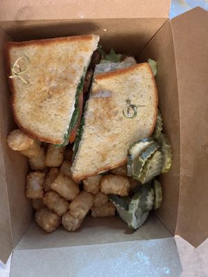 Club Sandwich (add pickles) & SUB tater tots  at The Wayward Vegan in Seattle