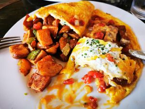 Inside the vegan omelet at The Wayward Vegan in Seattle