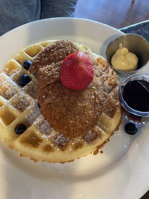 Chiggen and waffles   at The Wayward Vegan in Seattle