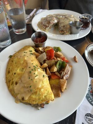 Hillbilly Omelet & Pride Style Pancakes  at The Wayward Vegan in Seattle