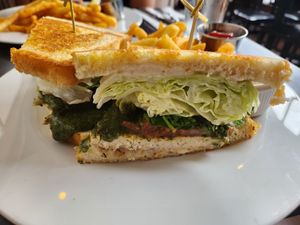 Chiggen pesto sandwich (no vegan cheese) at The Wayward Vegan in Seattle