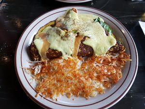 Chicken Florentine omellete at The Wayward Vegan in Seattle