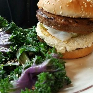 Mac daddy burger at The Wayward Vegan in Seattle