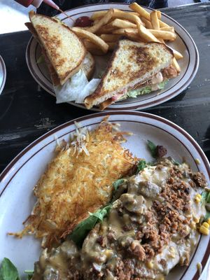 Big mountain biscuit and Warlock sandwich  at The Wayward Vegan in Seattle