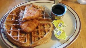 chicken and waffles at The Wayward Vegan in Seattle
