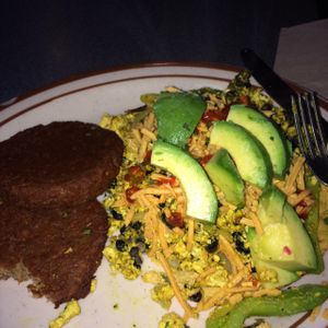 tofuevos rancheros - a few bites missing. Yummy! at The Wayward Vegan in Seattle