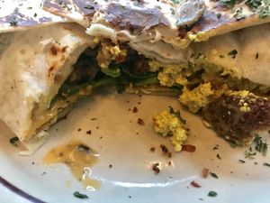 Early bird crunch wrap at The Wayward Vegan in Seattle
