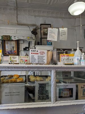 Inside at Yonah Schimmel's Knish Bakery in New York City