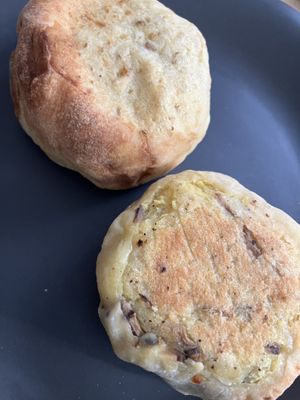 Potato and mushroom knishes  at Yonah Schimmel's Knish Bakery in New York City