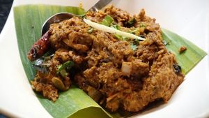 Mutton Chukka - this is excellent!  at Tulasi Vegetarian in Central Singapore