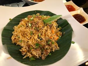 Mutton fried rice at Tulasi Vegetarian in Central Singapore