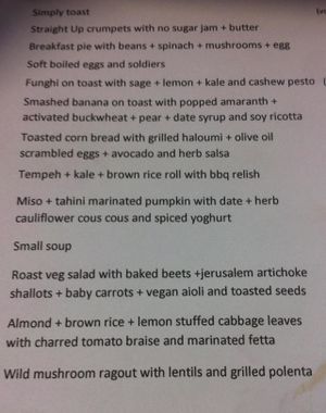 Menu from September 2014. at Straight Up in Hobart