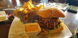 No moo vegan burger at The Griffon Pub in Niagara Falls