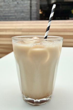 Iced oat chai latte  at Warehouse Café in Manchester