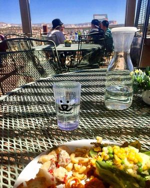 Patio seating at Angel Village Cafe in Kanab