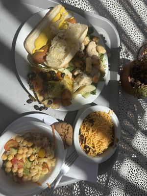 Meal on the terrace  at Angel Village Cafe in Kanab