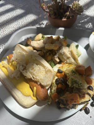 Meal on the terrace  at Angel Village Cafe in Kanab