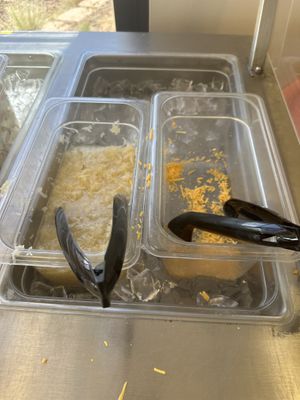 Hot dog toppings (this was at the very end of the buffet around 1)  at Angel Village Cafe in Kanab