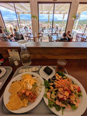 Absolutely spectacular views, whether you sit indoors or out! at Angel Village Cafe in Kanab