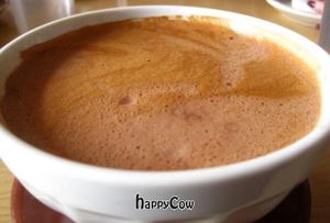 Coffee with soy milk at Le Cagibi in Montreal