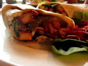 BBQ Wrap. Amazing. Can be made vegan upon request. at Le Cagibi in Montreal