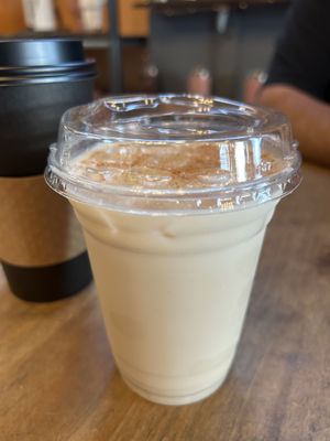 Chai latte with oat milk and light ice   at A Leap of Taste in Klamath Falls