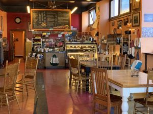 Inside. Couches to left out of view  at A Leap of Taste in Klamath Falls