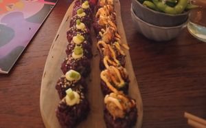 Mighty mushroom en Teriyaki rolls at Vegan Sushi Bar in Utrecht