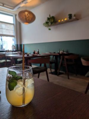 The peach iced tea is my favorite at Vegan Sushi Bar in Utrecht