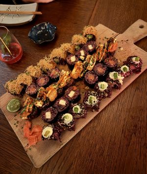 A mix of sushi/maki  at Vegan Sushi Bar in Utrecht