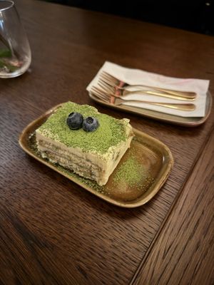 Matcha tiramisu  at Vegan Sushi Bar in Utrecht