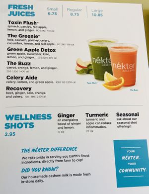 Fresh juices  at Nekter Juice Bar in Irvine