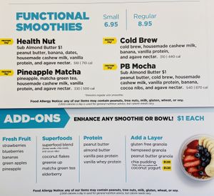 Menu  at Nekter Juice Bar in Irvine