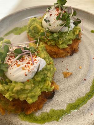 Hash brown with eggs and avocado  at Passion Marina in Ibiza