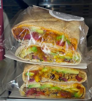 Falafel, avo, chipotle flatbread at Pret A Manger - Stafford M6 Southbound Services in Stone
