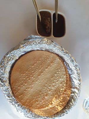 Pappadums with mint, and tamarind sauce $2.00 at Krishna Pait Pooja in Footscray