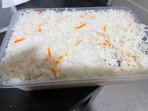 “saffron” rice (not) at Krishna Pait Pooja in Footscray