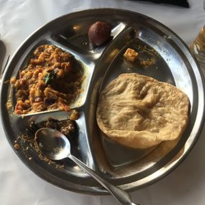 Alu Puri Thali (already half eaten!) at Krishna Pait Pooja in Footscray