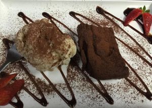 dark choc brownie with vegan ice cream  at Zenhouse in West Hindmarsh