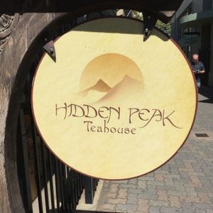 Outside sign at Hidden Peak Teahouse in Santa Cruz