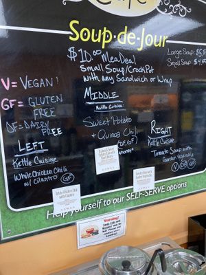 Soup options  at The Mustard Seed Natural Market and Cafe in Watertown