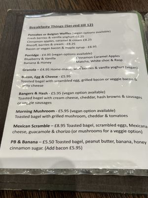 Menu breakfasts   at Blended Brew in Inverness