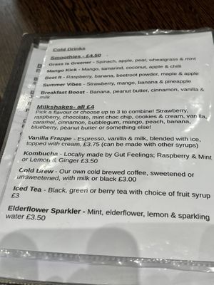 Menu cold drinks   at Blended Brew in Inverness